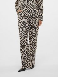 Vero Moda Spodnie w kolorze czarno-beżowym rozmiar: M. Brązowe spodnie materiałowe Vero Moda, bez wzorów, z materiału, klasyczne, z podwyższonym stanem. Za 105.88 zł.