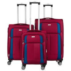 Zestaw walizek podróżnych w czerwono-niebieskim kolorze z wysuwaną rączką Peterson PTN 5209-SET BURG-NA. Czerwone walizki Peterson. Za 700.99 zł.