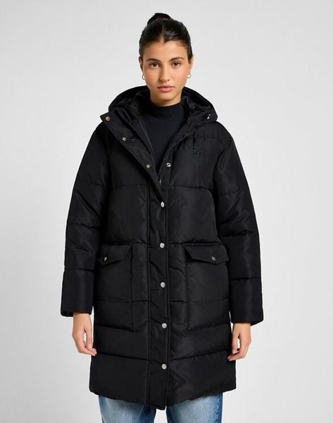 LEE DAMSKA KURTKA ZIMOWA LONG PUFFER JACKET UNIONALL BLACK 112355161 LI54008520. Czarne kurtki Lee, na zimę, l, bez wzorów, z puchu, eleganckie, bez kaptura. W wyprzedaży za 249.99 zł.