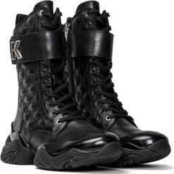 Botki damskie czarne Karl Lagerfeld GEMINI Hi Lace Boot. Czarne botki KARL LAGERFELD, bez wzorów, klasyczne, bez obcasa, bez zapięcia. Za 741.99 zł.