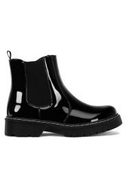 JENNY Botki WS2910-01 Czarny. Czarne botki Jenny, bez wzorów, bez obcasa, na płaskiej podeszwie, bez zapięcia. Za 127.99 zł.