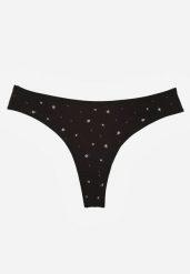 Czarne Majtki Stringi z Bawełną w Kwiaty Calylia. Czarne stringi Born2be, bez wzorów, z bawełny. Za 5.99 zł.