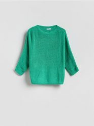Gładki sweter - jasnozielony. Zielone swetry Reserved, l, bez wzorów, z dzianiny, bez ramiączek. Za 89.99 zł.