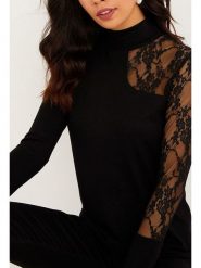 Milan Kiss Bluzka w kolorze czarnym rozmiar: L. Czarne bluzki Milan Kiss, l, bez wzorów, z koronki, bez kołnierzyka, bez ramiączek. Za 113.99 zł.