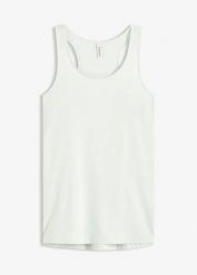 Sportowy top funkcyjny z materiału z fakturą. Zielone topy sportowe bonprix, bez wzorów, z bawełny. Za 34.99 zł.