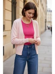 ASSUILI Kardigan w kolorze jasnoróżowym rozmiar: 40. Różowe swetry Assuili, bez wzorów, bez ramiączek. Za 100.99 zł.