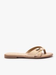 Beżowe japonki z ozdobą. Brązowe japonki Brawo sp. z o.o., z aplikacjami, ze skóry, eleganckie. Za 299.99 zł.