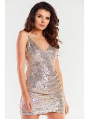 Awama Sukienka w kolorze beżowym rozmiar: S. Brązowe sukienki Awama, s, bez wzorów, bez kołnierzyka, bez ramiączek, mini. Za 183.59 zł.