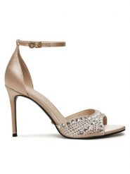 Guess Sandały FLPKBB SAT03 Beżowy. Brązowe sandały Guess, z aplikacjami, z materiału, bez obcasa, na szpilce, bez zapięcia. Za 879.99 zł.