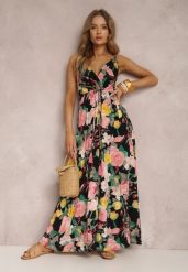 Czarna Sukienka Kydite. Czarne sukienki Renee, l, bez wzorów, eleganckie, bez kołnierzyka, bez ramiączek, maxi, kopertowe. W wyprzedaży za 75.99 zł.