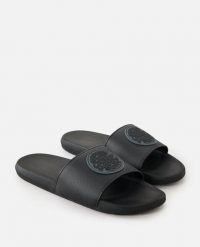 Klapki damskie Rip Curl Icons Bloom. Czarne klapki Rip Curl, bez wzorów, z materiału, sportowe, bez obcasa, bez zapięcia. Za 149.99 zł.