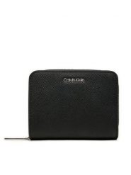 Calvin Klein Mały Portfel Damski Ck Must Md Zip Around_Caviar K60K612831 Czarny. Czarne portfele Calvin Klein, bez wzorów, ze skóry. Za 199.99 zł.