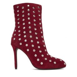 Botki Eva Minge. Czerwone botki Eva Minge, bez wzorów, bez obcasa, na szpilce, bez zapięcia. Za 329.99 zł.