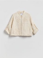 Lekka kurtka z wiskozą - kremowy. Białe kurtki Reserved, l, bez wzorów, z tkaniny, bez kaptura. Za 259.99 zł.