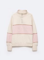 Bluza damska ze stójką zapinaną na zamek kremowa Rozalina 103. Białe bluzy BIG STAR, l, bez wzorów, z dresówki, bez kaptura. W wyprzedaży za 79.99 zł.