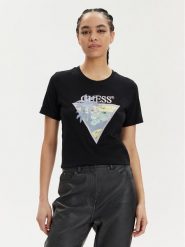 Guess T-Shirt Ss Rn Beach Triangle W4GI32 JA914 Czarny Regular Fit. Czarne t-shirty Guess, xs, z aplikacjami, z bawełny, bez kołnierzyka, bez ramiączek. Za 119.99 zł.