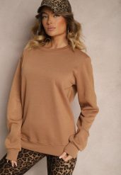 Brązowa Bluza z Bawełną i Ściągaczami przy Rękawach Ravemi. Brązowe bluzy bez kaptura Renee, l, bez wzorów, z bawełny, bez kaptura. W wyprzedaży za 31.99 zł.