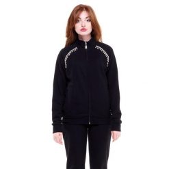 Bluza z bawełna z pełny zamek błyskawiczny na co dzień. Czarne bluzy bez kaptura LEONE 1947 APPAREL, s, bez wzorów, z bawełny, bez kaptura, na fitness i siłownię. W wyprzedaży za 246.29 zł.