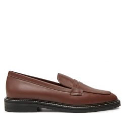 Mokasyny Pollini. Brązowe mokasyny Pollini, bez wzorów. Za 1,009.00 zł.