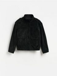 Skórzana kurtka - czarny. Czarne kurtki Reserved, l, bez wzorów, bez kaptura. Za 599.99 zł.