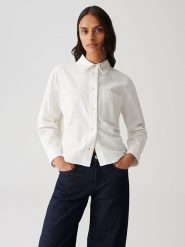 OPUS Koszula "Frone" w kolorze białym rozmiar: 44. Białe koszule Opus, bez wzorów, z bawełny, bez kołnierzyka, bez ramiączek. Za 143.99 zł.