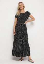 Czarna Sukienka z Bawełną w Kropki Ellisla. Czarne sukienki Born2be, na co dzień, l, bez wzorów, z bawełny, eleganckie, bez kołnierzyka, bez ramiączek, midi. Za 89.99 zł.