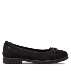 Baleriny Tamaris. Czarne baleriny Tamaris, bez wzorów, bez obcasa, bez zapięcia. Za 199.99 zł.