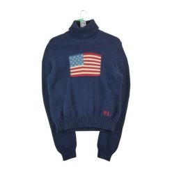 Second life - Damski sweter USA Flag RL Navy - Stan bardzo dobry. Niebieskie swetry Ralph Lauren, s, bez wzorów, z materiału, eleganckie, bez ramiączek. Za 447.26 zł.