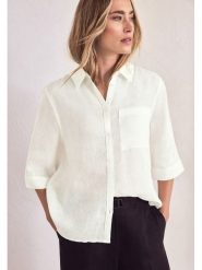 Street One Koszula w kolorze kremowym rozmiar: 40. Brązowe koszule Street One, bez wzorów, ze lnu, street, bez kołnierzyka, bez ramiączek. Za 204.95 zł.