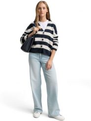 TOM TAILOR Denim Kardigan w kolorze kremowo-granatowym rozmiar: L. Brązowe swetry TOM TAILOR DENIM, l, bez wzorów, z denimu, bez ramiączek. Za 116.32 zł.