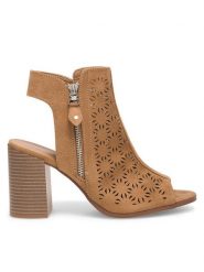 JENNY Sandały WYL0410-2 Brązowy. Brązowe sandały Jenny, bez wzorów, z materiału, bez obcasa, na słupku, bez zapięcia. Za 159.99 zł.