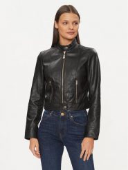 Liu Jo Kurtka skórzana CA4256 P0336 Czarny Regular Fit. Czarne kurtki Liu Jo, bez wzorów, ze skóry, bez kaptura. Za 959.99 zł.