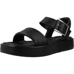 Sandały CLARKS ALDA STRAP Czarny. Czarne sandały Clarks, bez wzorów, ze skóry, bez obcasa, bez zapięcia. Za 236.99 zł.