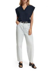 Scotch & Soda Top w kolorze granatowym rozmiar: S. Niebieskie topy Scotch & Soda, s, bez wzorów, bez kołnierzyka, bez ramiączek. Za 131.74 zł.