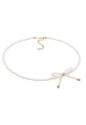 Elli Damski choker z kokardą z synt. perłami z pozłacanego srebra 925 Naszyjniki 1 ct. Białe naszyjniki Elli, z materiału, z perłą, pozłacane. Za 243.99 zł.