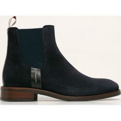 Gant - Botki Fay. Niebieskie botki Gant, bez wzorów, z materiału, bez obcasa, na obcasie, bez zapięcia. Za 599.90 zł.