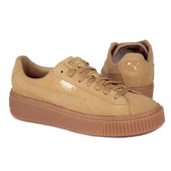 Buty damskie sportowe Puma SUEDE PLATFORM. Brązowe buty treningowe Puma, bez wzorów, bez zapięcia, puma suede. W wyprzedaży za 139.00 zł.