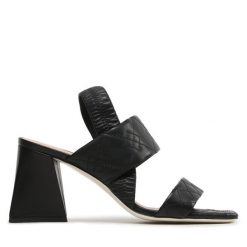 Sandały Pollini. Czarne sandały Pollini, bez wzorów, bez obcasa, na słupku, bez zapięcia. Za 1,819.00 zł.