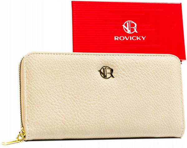 Portfel beżowy Rovicky R-PRK-01-F19. Brązowe portfele ROVICKY, bez wzorów, ze skóry ekologicznej. Za 45.00 zł.