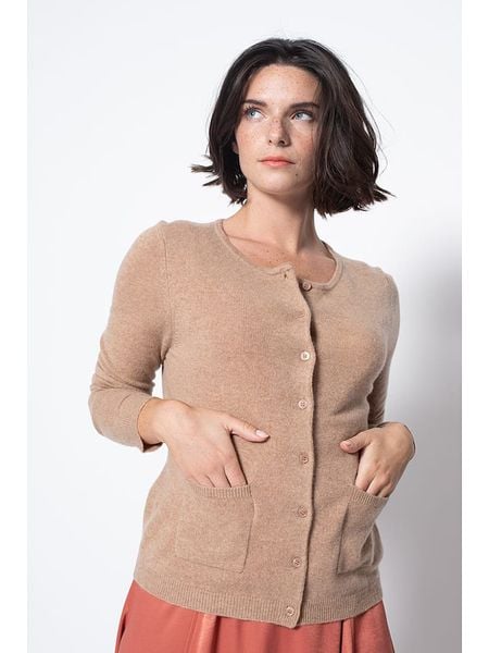 AUTHENTIC CASHMERE Kaszmirowy kardigan "Caron" w kolorze beżowym rozmiar: XXL. Brązowe swetry AUTHENTIC CASHMERE, xxl, bez wzorów, z kaszmiru, bez ramiączek. Za 380.34 zł.