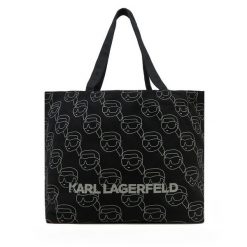 Torebka KARL LAGERFELD. Czarne shopper bag KARL LAGERFELD, bez wzorów, bez dodatków. Za 219.99 zł.