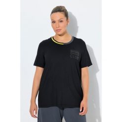 Damskie bluzka funkcyjna szybkoschnąca okrągły dekolt rękaw 1/2. Czarne t-shirty sportowe Ulla Popken, plus size, bez wzorów, z elastanu, bez ramiączek. Za 199.99 zł.