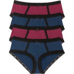 Figi "panty" (4 pary) bonprix ciemnoniebiesko-purpurowo-czarny. Bokserki damskie marki bonprix. Za 55.96 zł.