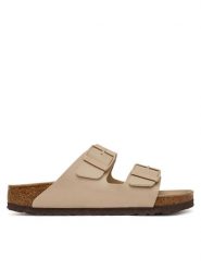 Birkenstock Klapki Arizona 1031510 Beżowy. Brązowe klapki Birkenstock, bez wzorów, z syntetyku, bez obcasa, bez zapięcia. Za 381.99 zł.