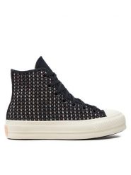 Converse Trampki Chuck Taylor All Star Lift Platform Crochet A09829C Czarny. Czarne trampki Converse, bez wzorów, z materiału, retro, bez zapięcia. Za 449.99 zł.