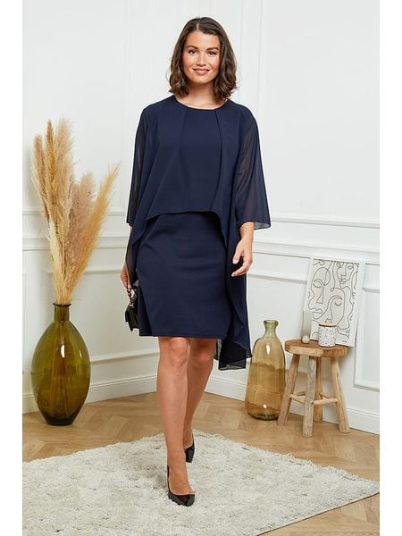 Curvy Lady Sukienka w kolorze granatowym rozmiar: 44/46. Niebieskie sukienki Curvy Lady, bez wzorów, klasyczne, bez kołnierzyka, bez ramiączek, mini. Za 125.45 zł.