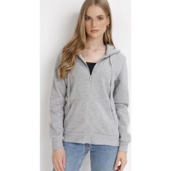 Szara Bluza z Kapturem Zapinana na Suwak Bran. Szare bluzy Born2be, l, bez wzorów, z materiału, eleganckie, bez ramiączek, z kapturem. W wyprzedaży za 38.24 zł.