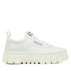 Trampki Tommy Jeans. Białe trampki Tommy Jeans, bez wzorów, z jeansu, bez zapięcia. Za 319.99 zł.