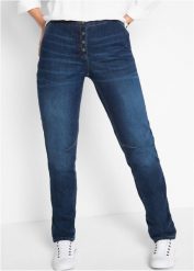 Dżinsy o kroju boyfriend, mid waist, z wygodnym paskiem. Niebieskie jeansy bonprix, bez wzorów, z jeansu. Za 119.99 zł.