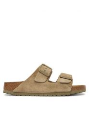 Birkenstock Klapki Arizona 1032061 Khaki. Brązowe klapki Birkenstock, bez wzorów, ze skóry, bez obcasa, bez zapięcia. Za 509.99 zł.